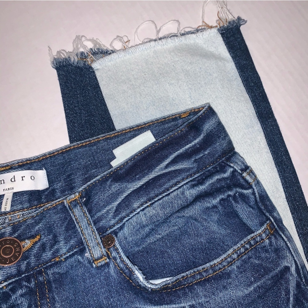 Sandro Patchwork Distressed Jeans Euc - image 6